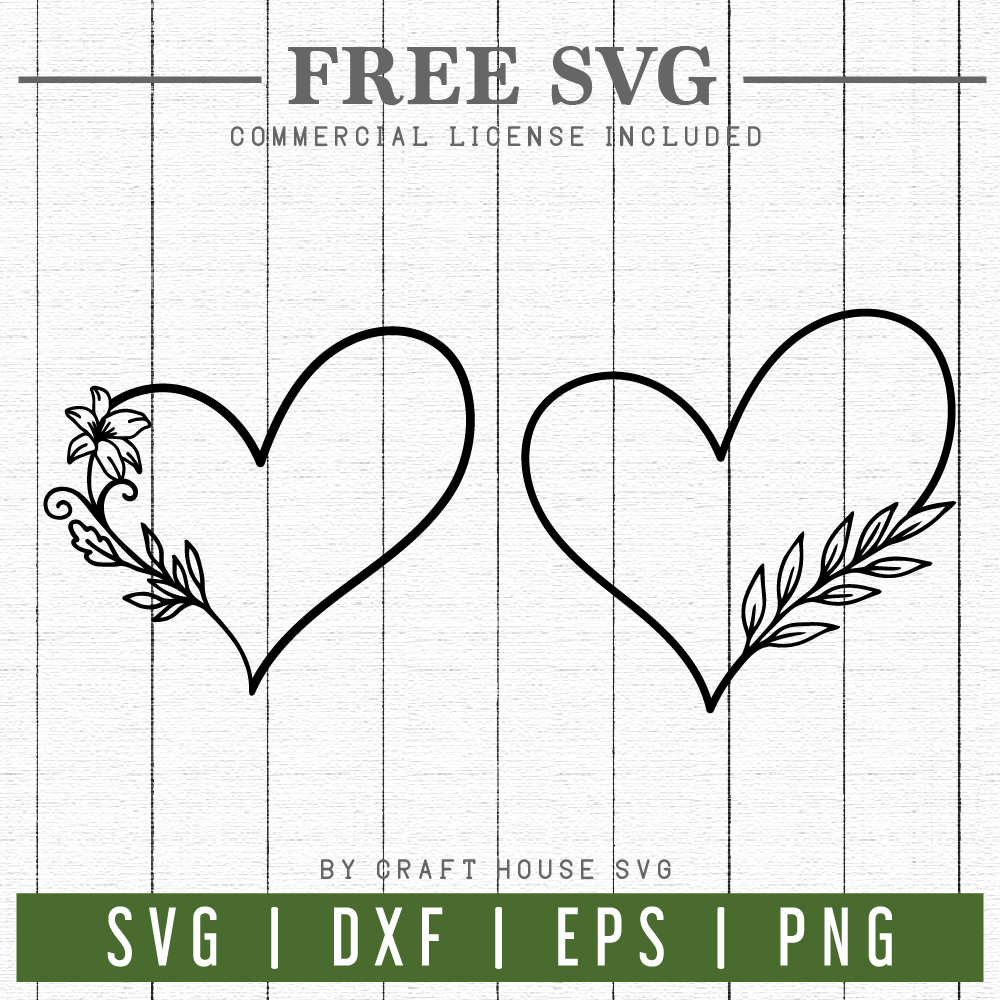 FREE Heart Floral Frames SVG | FB102 Craft House SVG - SVG files for Cricut and Silhouette