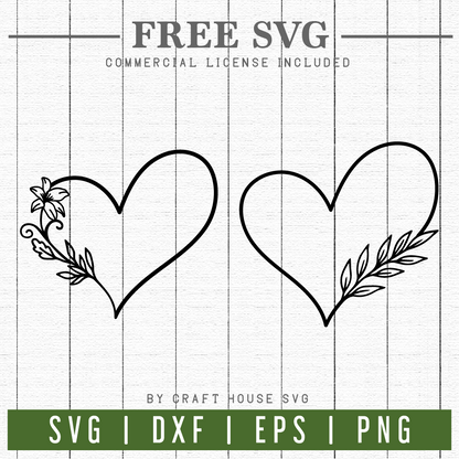 FREE Heart Floral Frames SVG | FB102 Craft House SVG - SVG files for Cricut and Silhouette
