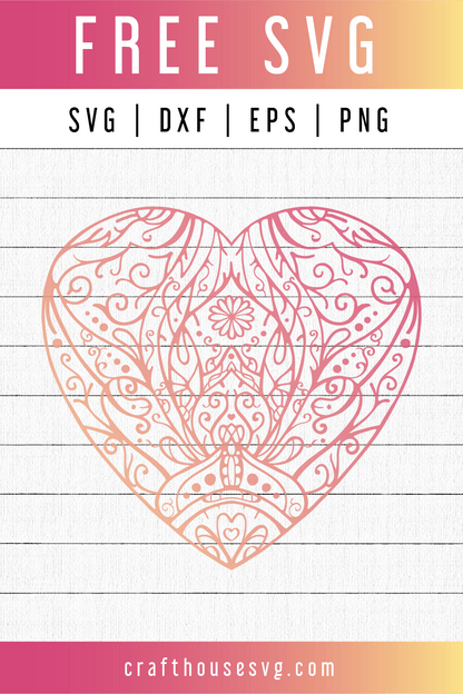 Free Heart Mandala SVG | FB79 Craft House SVG - SVG files for Cricut and Silhouette