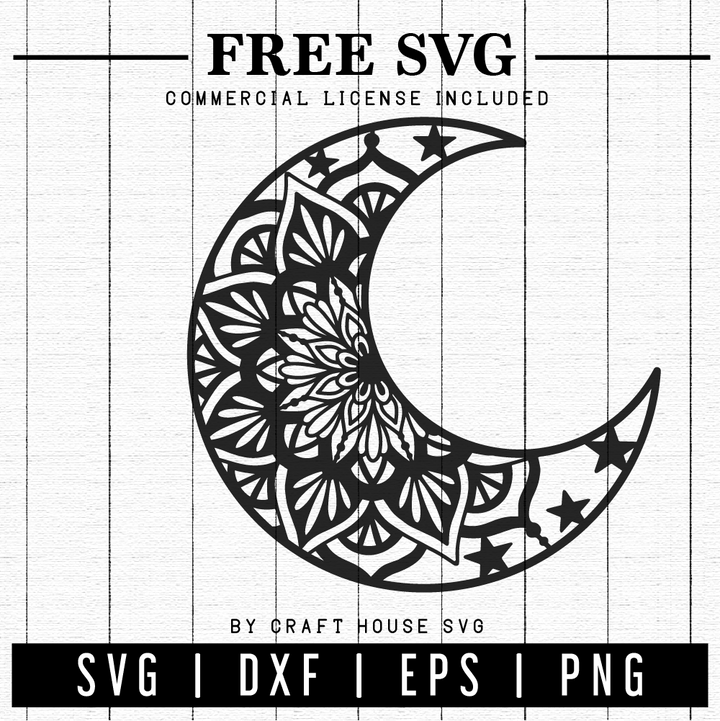 FREE Moon Mandala SVG | FB106 Craft House SVG - SVG files for Cricut and Silhouette