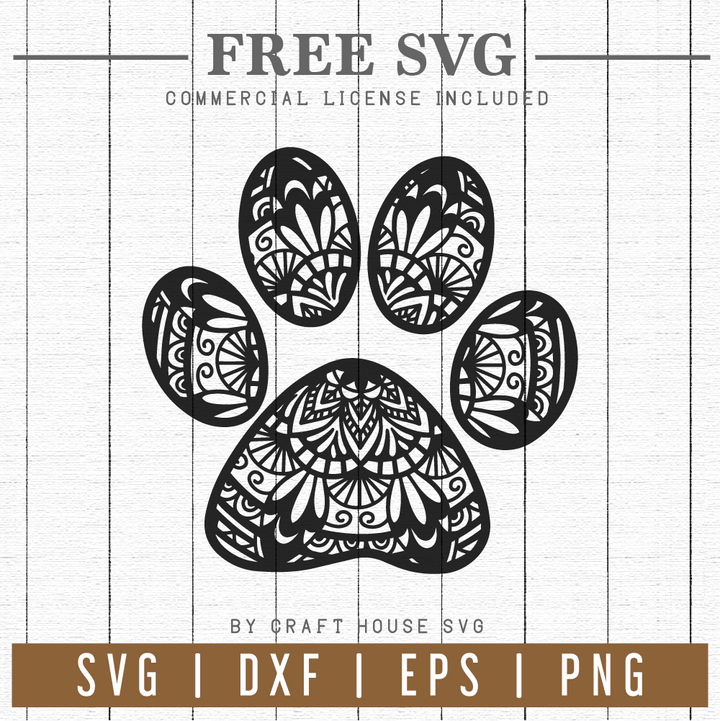 FREE Paw Print Mandala SVG | FB107 Craft House SVG - SVG files for Cricut and Silhouette