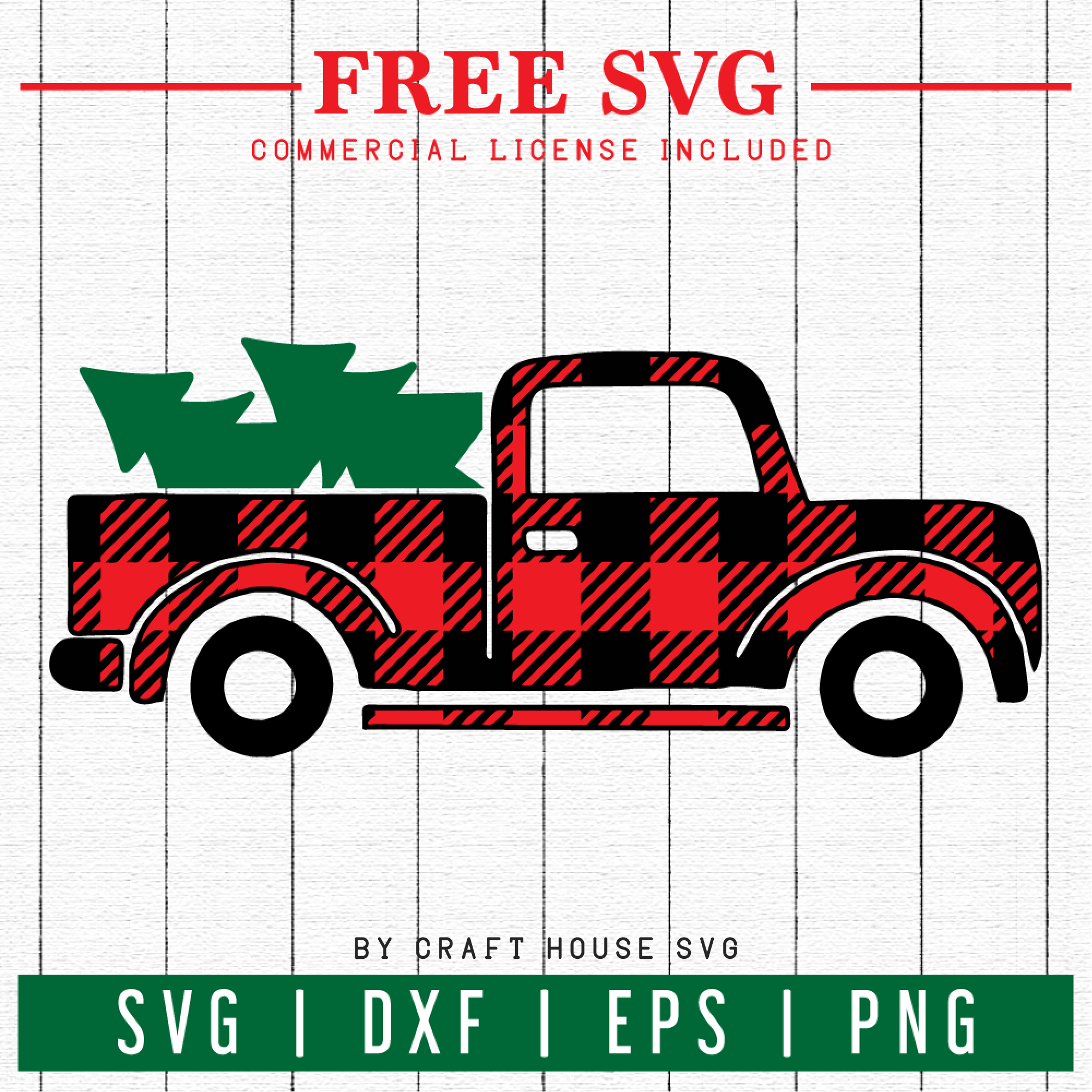 FREE | Plaid Christmas Truck SVG | FB12 Craft House SVG - SVG files for Cricut and Silhouette