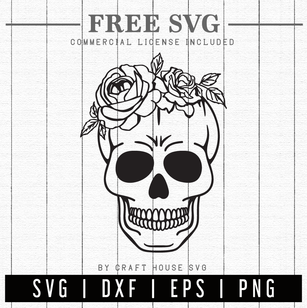 FREE Skull and roses SVG | FB130 Craft House SVG - SVG files for Cricut and Silhouette