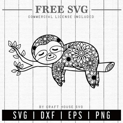 FREE Sloth Mandala SVG | FB129 Craft House SVG - SVG files for Cricut and Silhouette