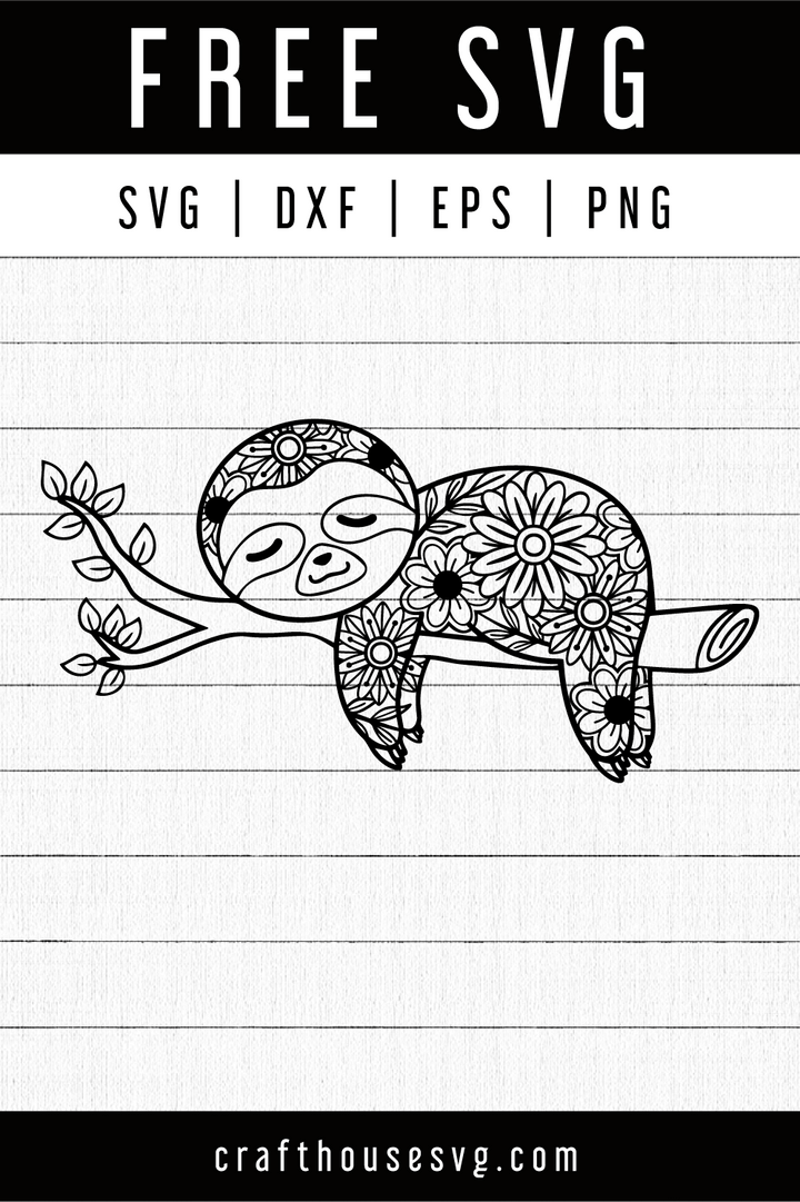 FREE Sloth Mandala SVG | FB129 Craft House SVG - SVG files for Cricut and Silhouette