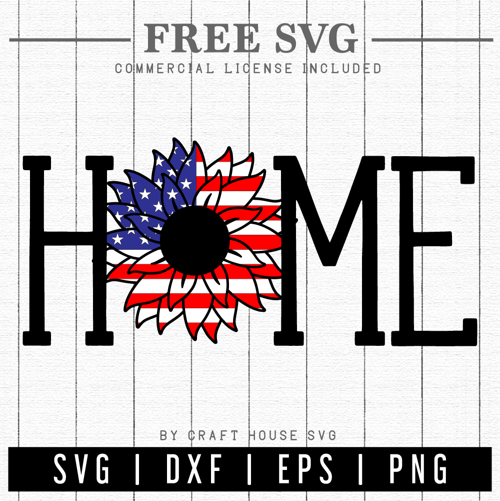 FREE Sunflower American Flag Home Sign SVG | FB128 Craft House SVG - SVG files for Cricut and Silhouette