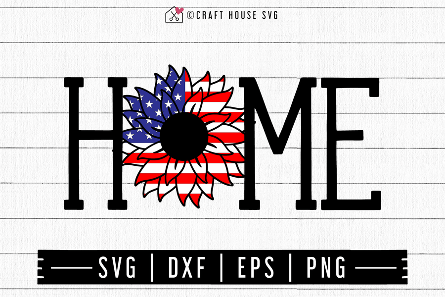 FREE Sunflower American Flag Home Sign SVG | FB128 Craft House SVG - SVG files for Cricut and Silhouette