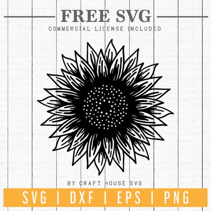 FREE Sunflower SVG | FB100 Craft House SVG - SVG files for Cricut and Silhouette