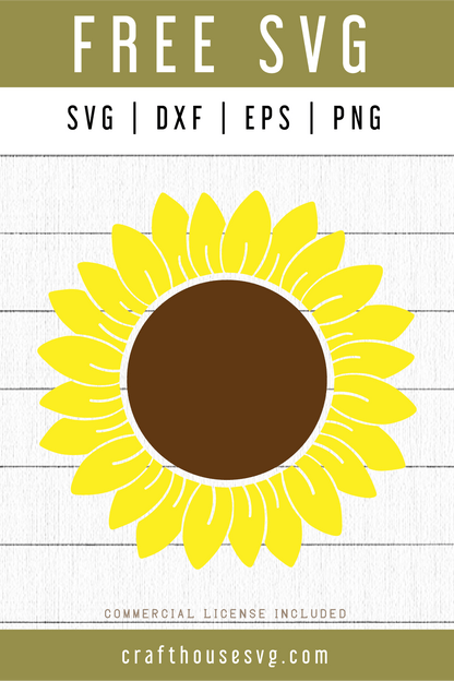Free Sunflower SVG | FB59 Craft House SVG - SVG files for Cricut and Silhouette