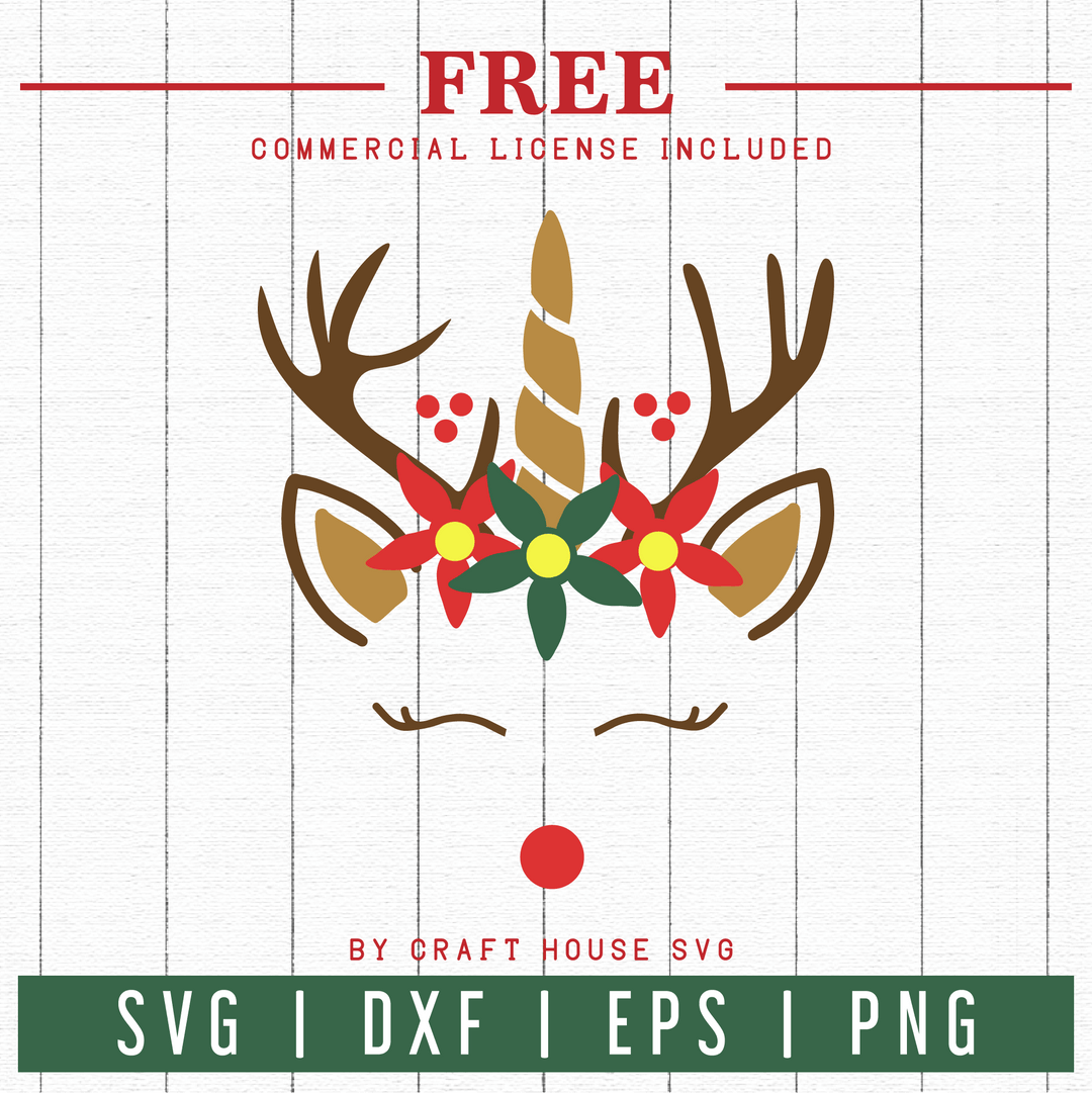 FREE | Unicorn Reindeer SVG | FB49 Craft House SVG - SVG files for Cricut and Silhouette