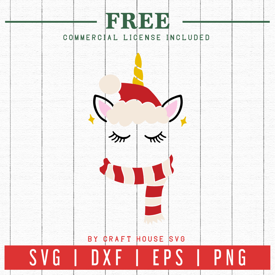 FREE | Unicorn Santa SVG | FB51 Craft House SVG - SVG files for Cricut and Silhouette