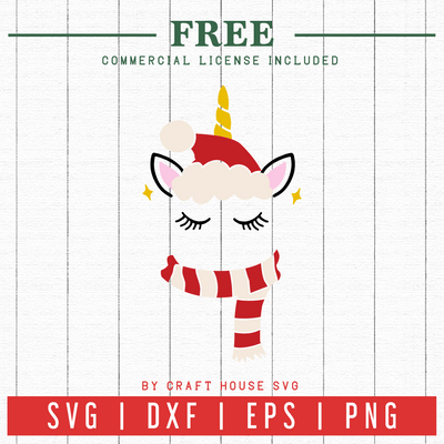 FREE | Unicorn Santa SVG | FB51 Craft House SVG - SVG files for Cricut and Silhouette