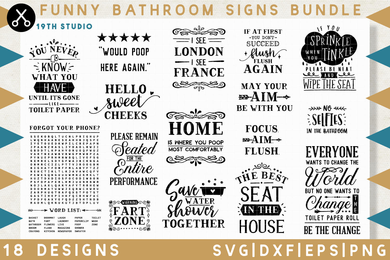 Funny Bathroom Signs SVG bundle - M32 Craft House SVG - SVG files for Cricut and Silhouette
