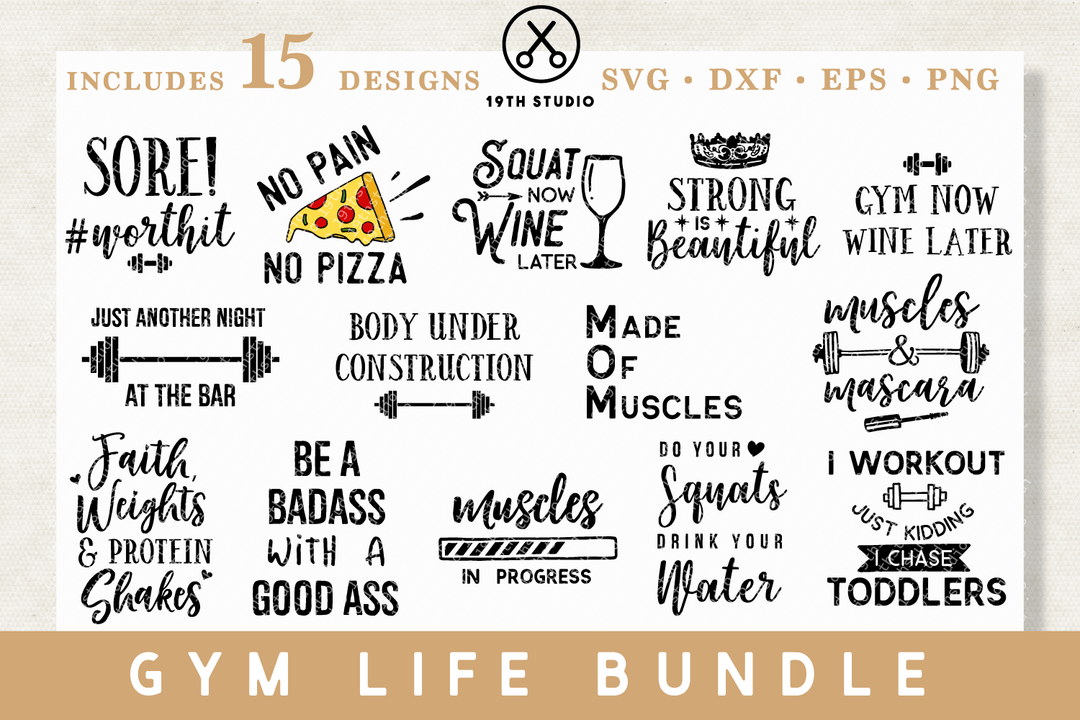 Gym SVG Bundle - M13 Craft House SVG - SVG files for Cricut and Silhouette
