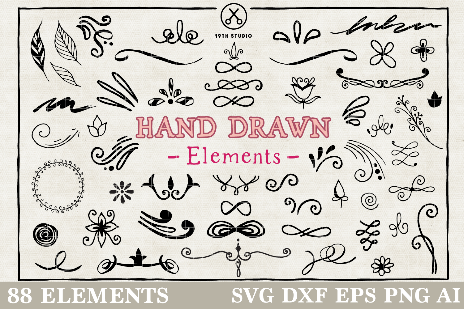 Hand Drawn Elements Pack - VB18 Craft House SVG - SVG files for Cricut and Silhouette