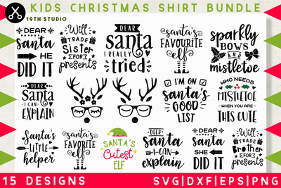 Kids Christmas Shirt SVG bundle - M37 Craft House SVG - SVG files for Cricut and Silhouette