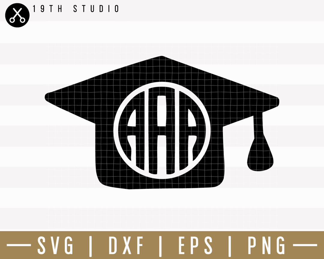 Monogram Frame Mortarboards SVG | M24F8 Craft House SVG - SVG files for Cricut and Silhouette