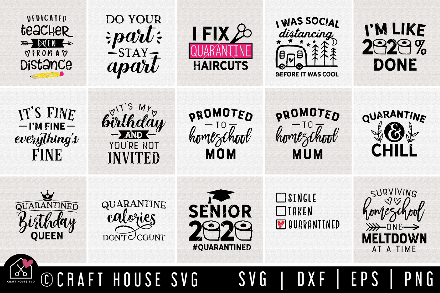 Quarantine SVG Bundle | MB75 Craft House SVG - SVG files for Cricut and Silhouette