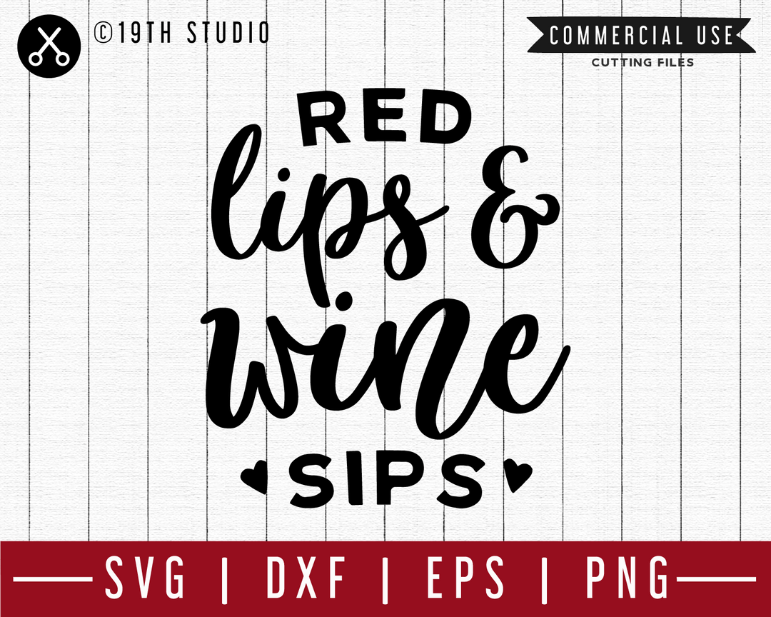 Red lips and wine sip SVG | M47F | A Wine SVG cut file Craft House SVG - SVG files for Cricut and Silhouette