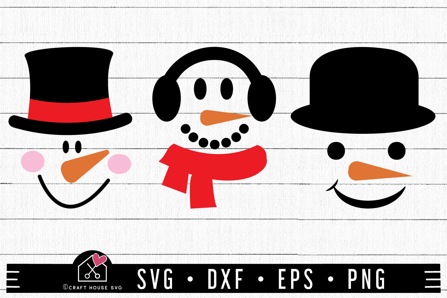 Snowman Faces SVG Christmas Cut Files