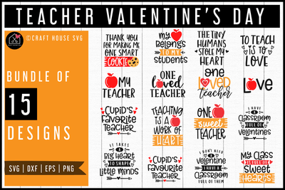 Teacher Valentine's Day SVG Bundle | MB63 Craft House SVG - SVG files for Cricut and Silhouette