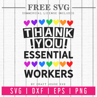 Thank You Essential Workers SVG | FB82 Craft House SVG - SVG files for Cricut and Silhouette