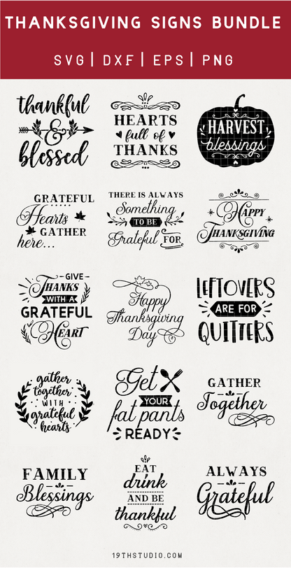 Thanksgiving signs SVG bundle - M39 Craft House SVG - SVG files for Cricut and Silhouette