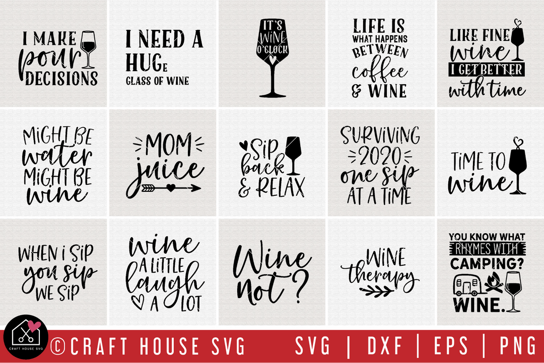 Wine SVG Bundle | MB85 Craft House SVG - SVG files for Cricut and Silhouette